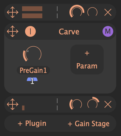 Screenshot of a chain of plugins and gain stages in Syndicate